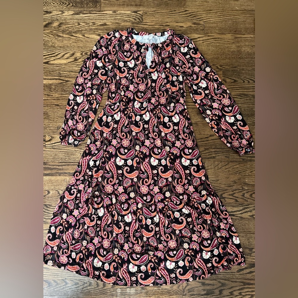LOFT Paisley Dress - Pink and Black